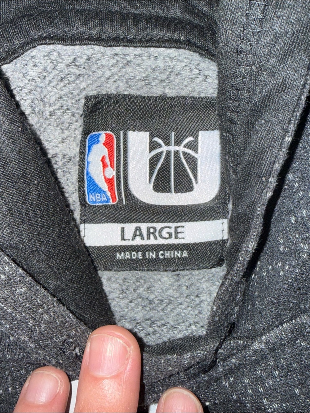 NBA Pullover Hoodie - Black & Gray with White NBA Tag - Picture 3 of 3